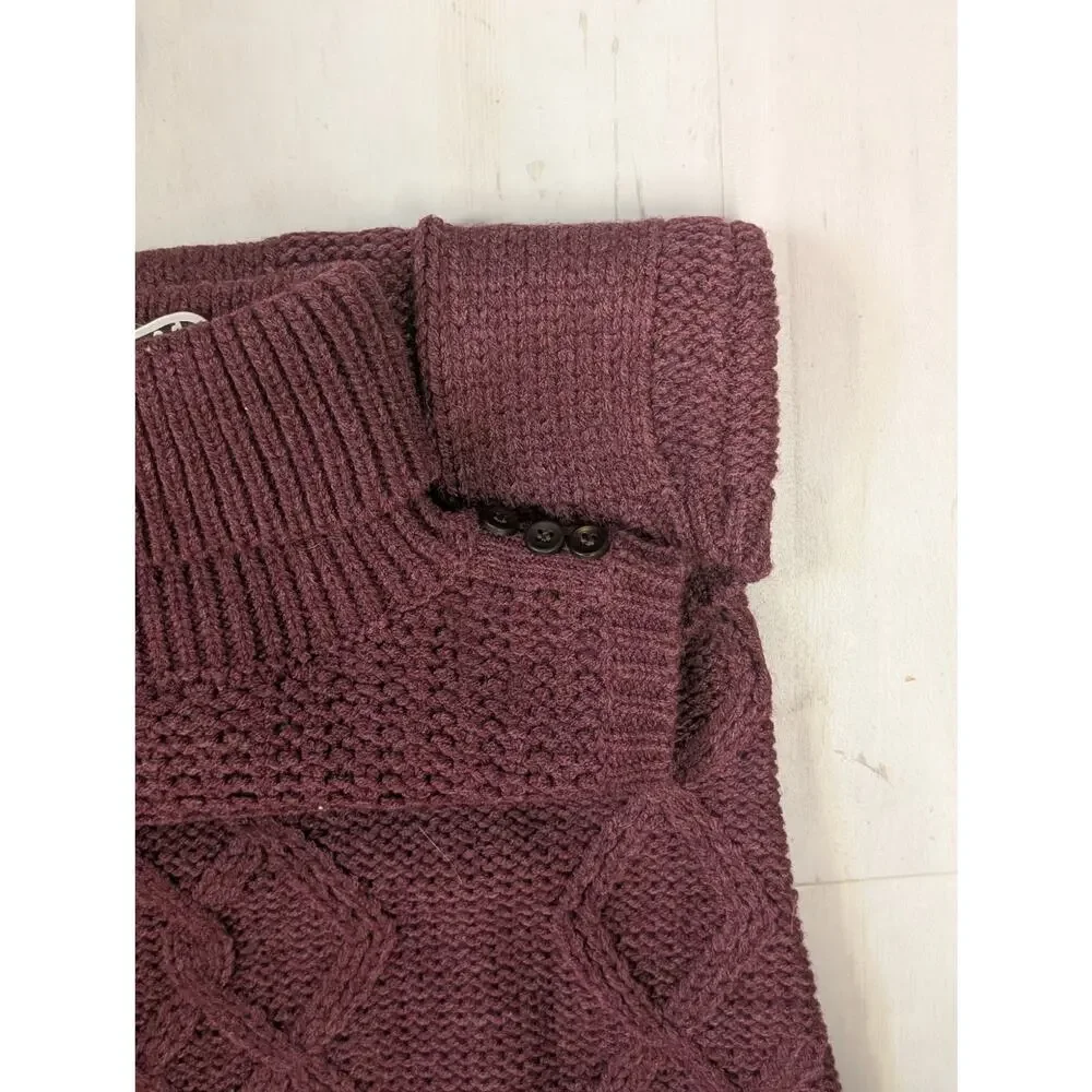 JJ Basics Basics Sleeveless Cable Knit Turtleneck Sweater Dress Small Burgundy - Picture 6 of 8